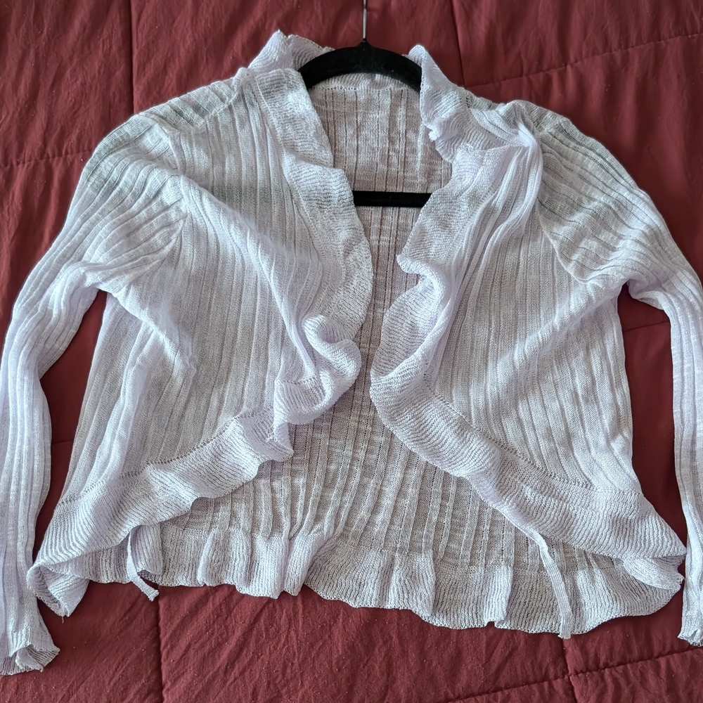 White Ruffled Cardigan